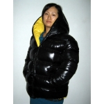 New unisex shiny nylon padded winter jacket wet look puffa reversible down jacket size M-3XL